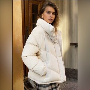Wilfred Beige Corduroy Puffer Jacket